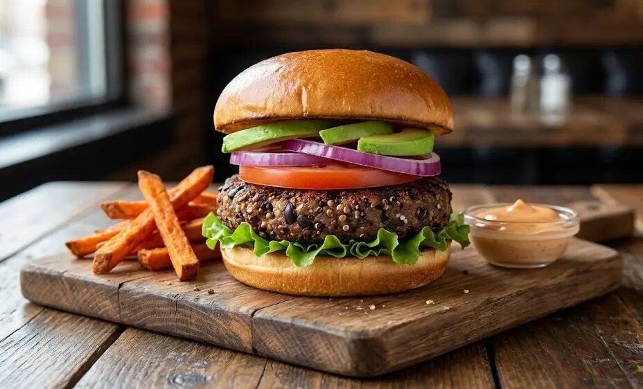 panino con Burger di fagioli neri e quinoa