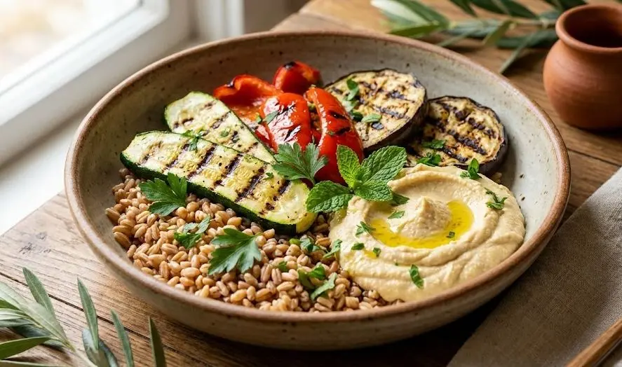 Farro con Verdure Grigliate e Hummus: immagine introduttiva