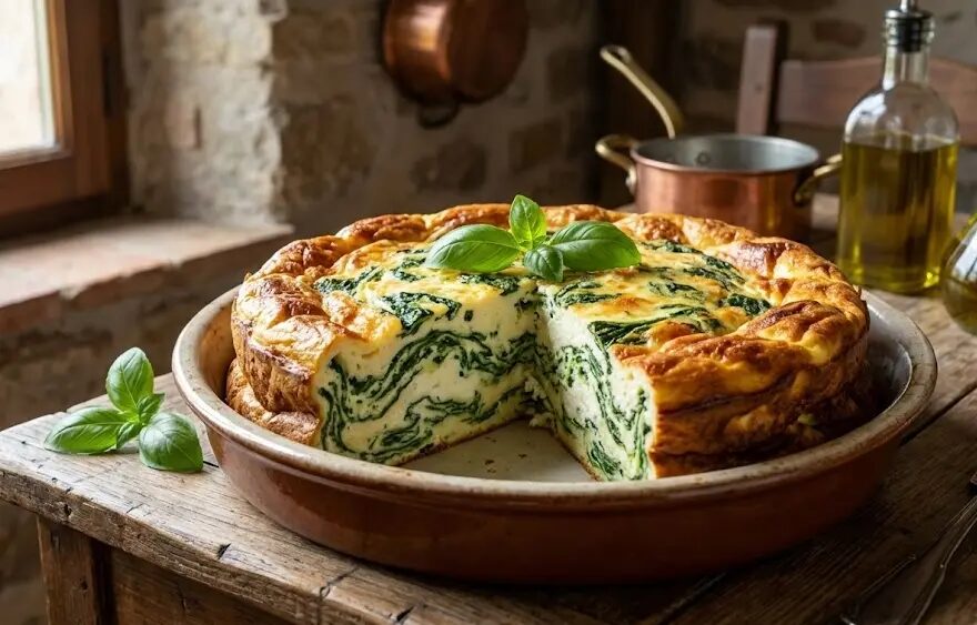 piatto con Frittata alta al forno con spinaci e ricotta