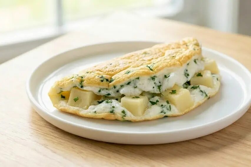 piatto con Frittata di Albumi e Patate per Gastrite