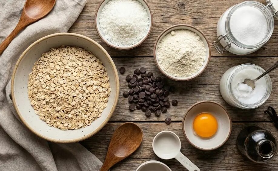 esposizione di Ingredienti Biscotti di Avena