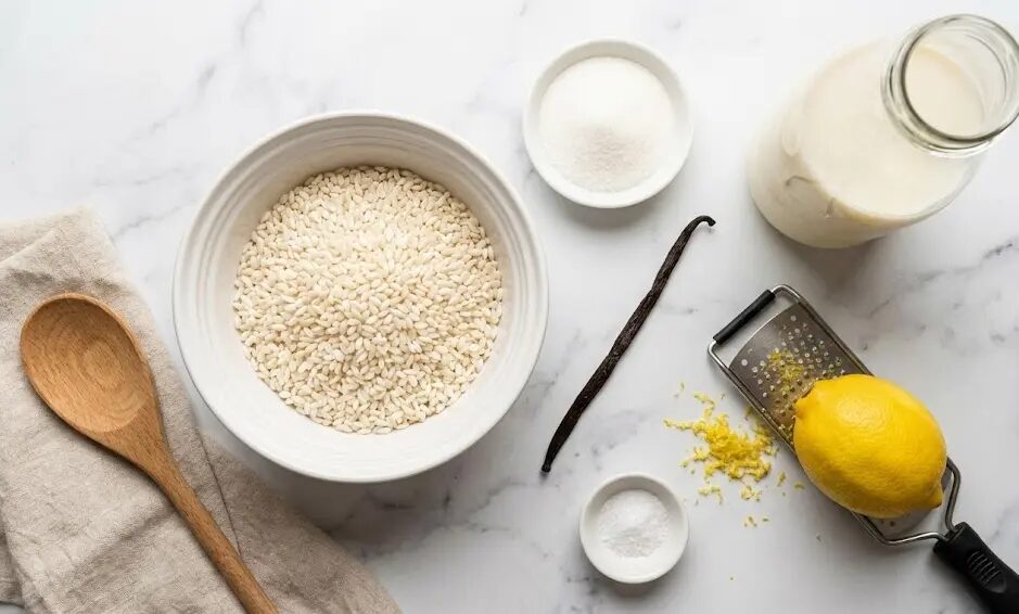 esposizione Ingredienti Budino di riso alla vaniglia