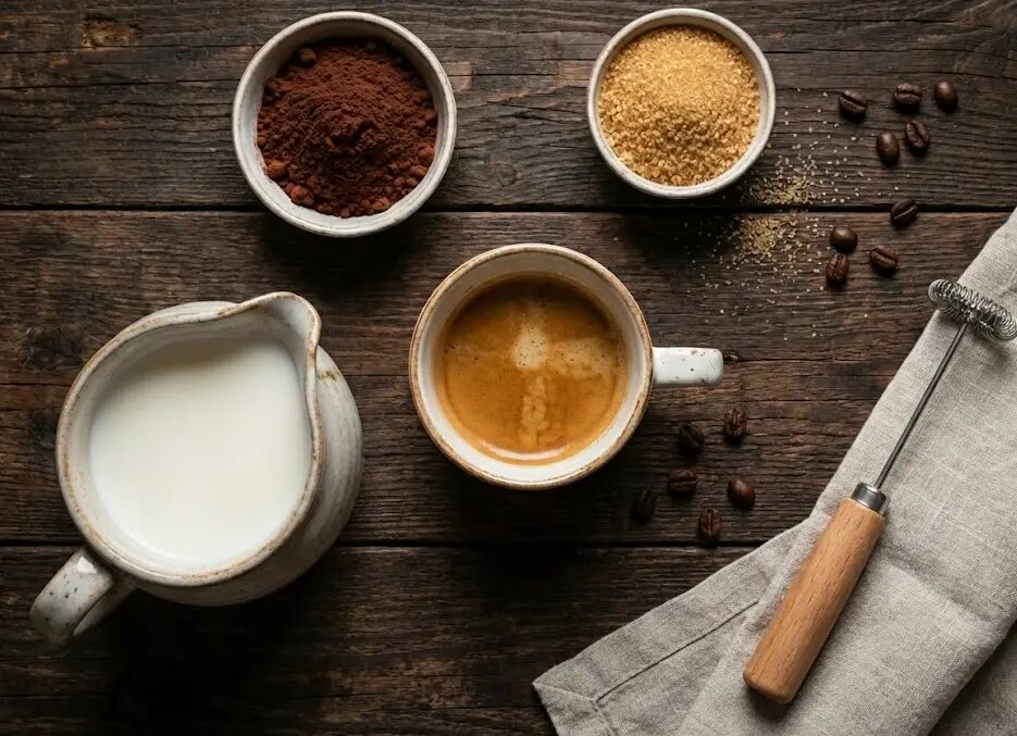 esposizione degli Ingredienti Cappuccino schiumoso senza lattosio