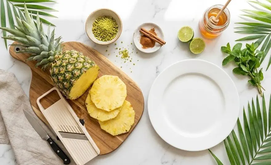 Ingredienti e procedimento Carpaccio di Ananas con Cannella e Pistacchi