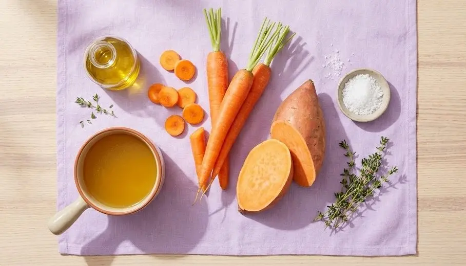 Ingredienti della Crema di Carote e Patate Dolci