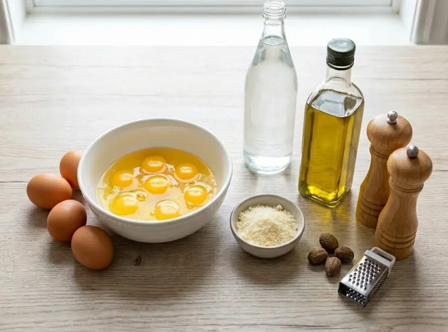 esposizione degli Ingredienti Frittata al forno alta e soffice