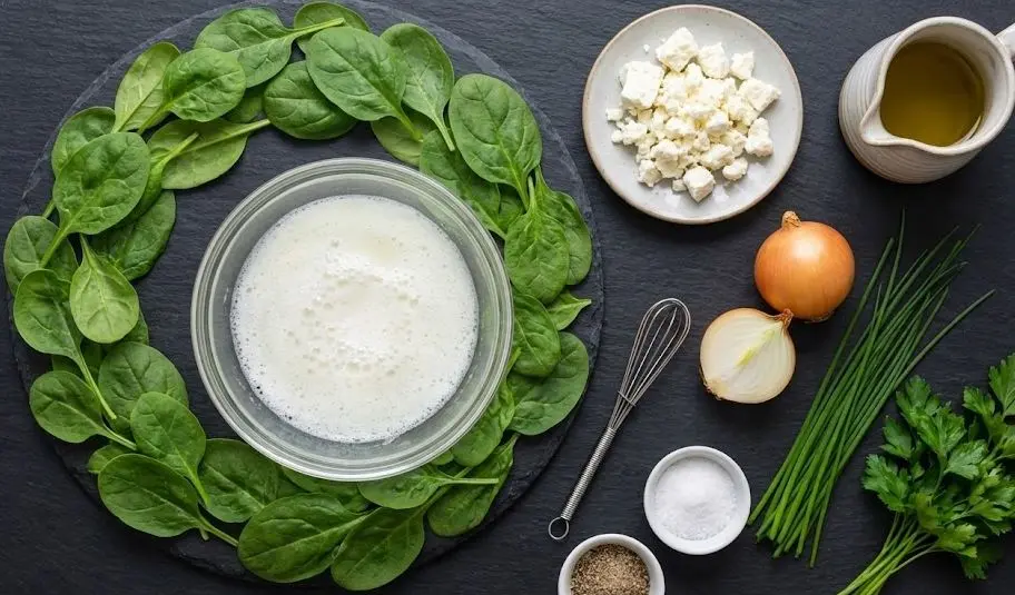 Ingredienti della Frittata di Albumi con Spinaci e Feta
