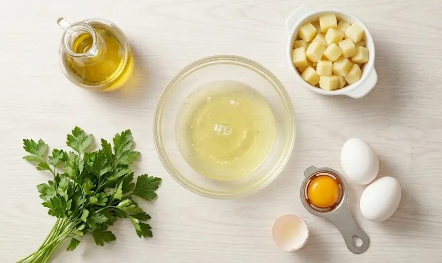 esposizione degli Ingredienti Frittata di Albumi e Patate per Gastrite