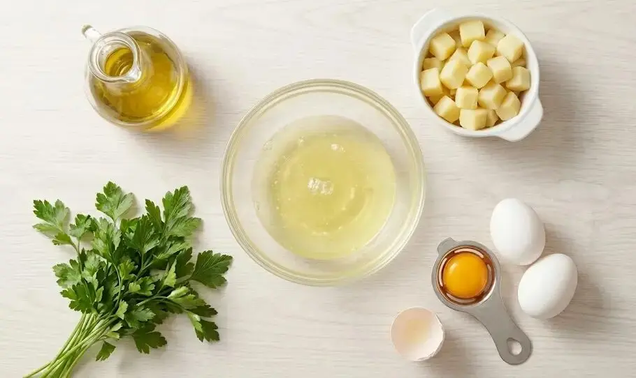 esposizione degli Ingredienti Frittata di Albumi e Patate per Gastrite