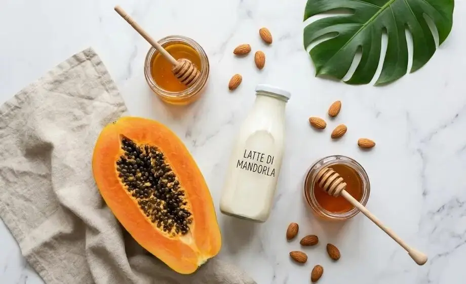 esposizione Ingredienti Frullato di papaya e latte di mandorla