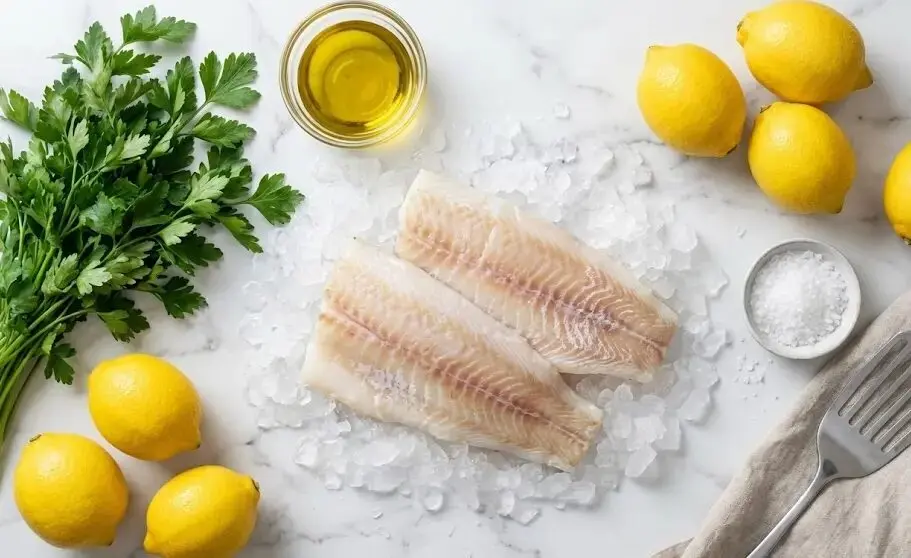 esposizione Ingredienti Merluzzo al vapore con limone