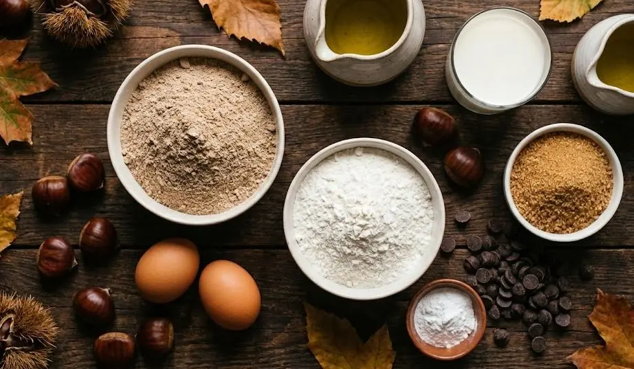 Ingredienti dei Muffin Castagne e Cioccolato Senza Glutine