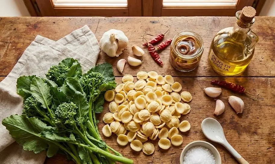 Immagine degli Ingredienti Orecchiette con Cime di Rapa Senza Soffritto