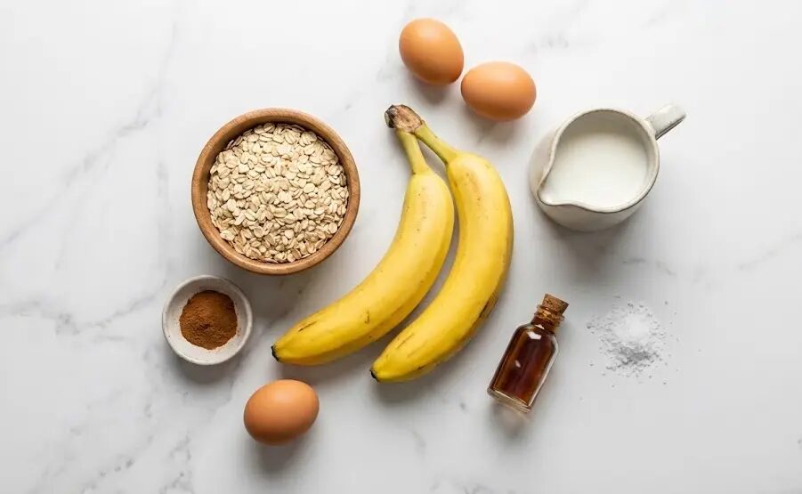 esposizione Ingredienti Pancake Proteici all'Avena e Banana