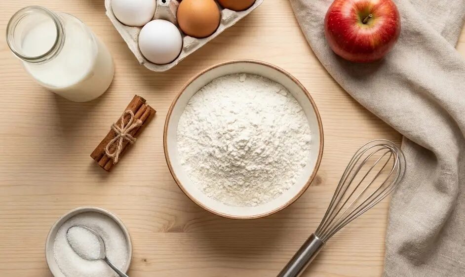 esposizione Ingredienti Pancake alle mele senza lievito