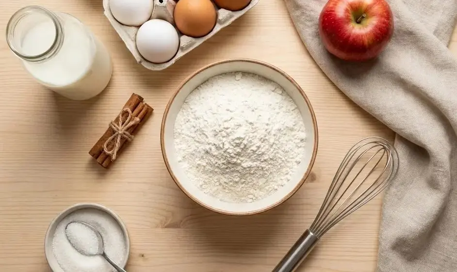 esposizione Ingredienti Pancake alle mele senza lievito