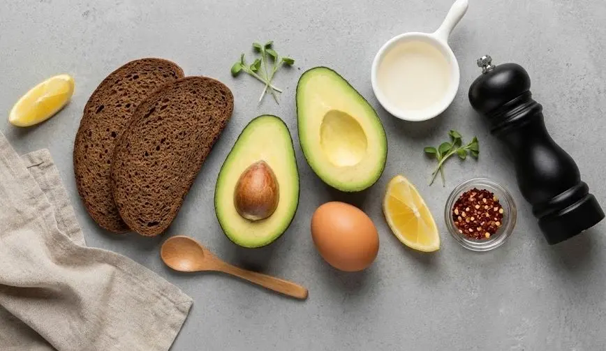 Ingredienti del Pane di Segale con Avocado e Uovo