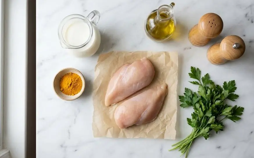 Ingredienti del petto di pollo al latte e curcuma