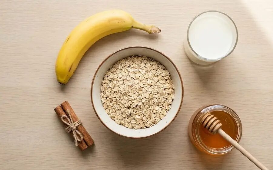 esposizione Ingredienti Porridge di avena e banana