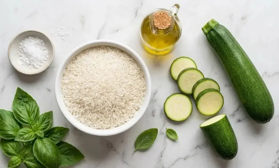 esposizione Ingredienti Riso basmati con zucchine
