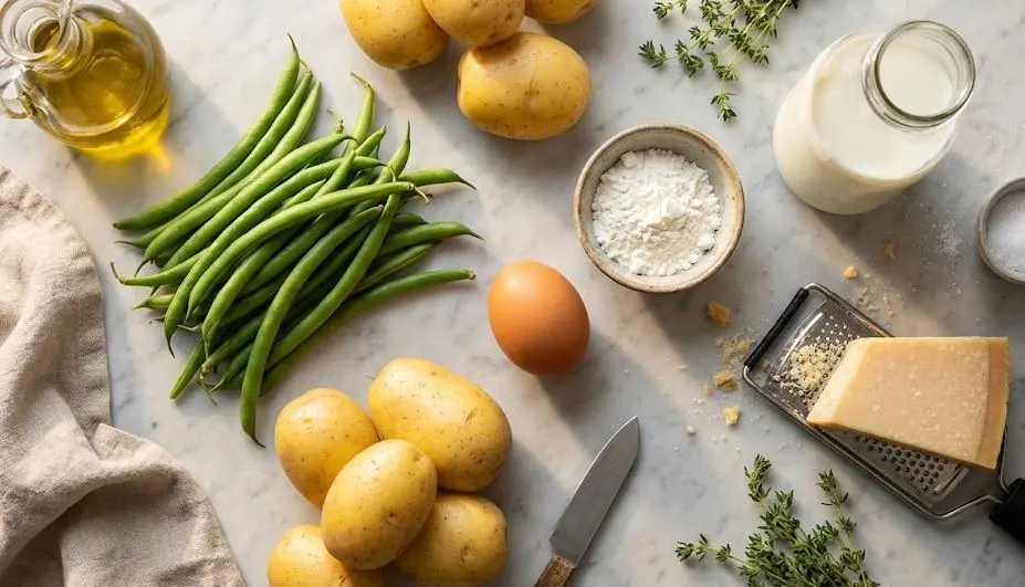 Ingredienti dello Sformato di Fagiolini e Patate Senza Glutine