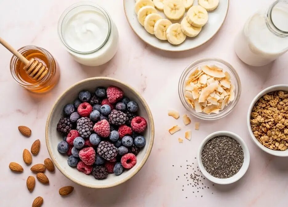 esposizione degli Ingredienti Smoothie Bowl Creamy senza Lattosio