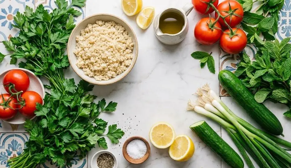 Ingredienti del Tabouleh di Quinoa Senza Glutine
