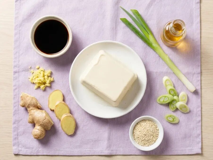 esposizione Ingredienti Tofu con Soia e Zenzero per Gastrite