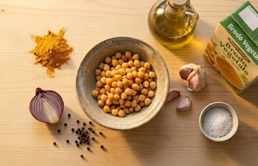 esposizione degli Ingredienti Vellutata di ceci e curcuma
