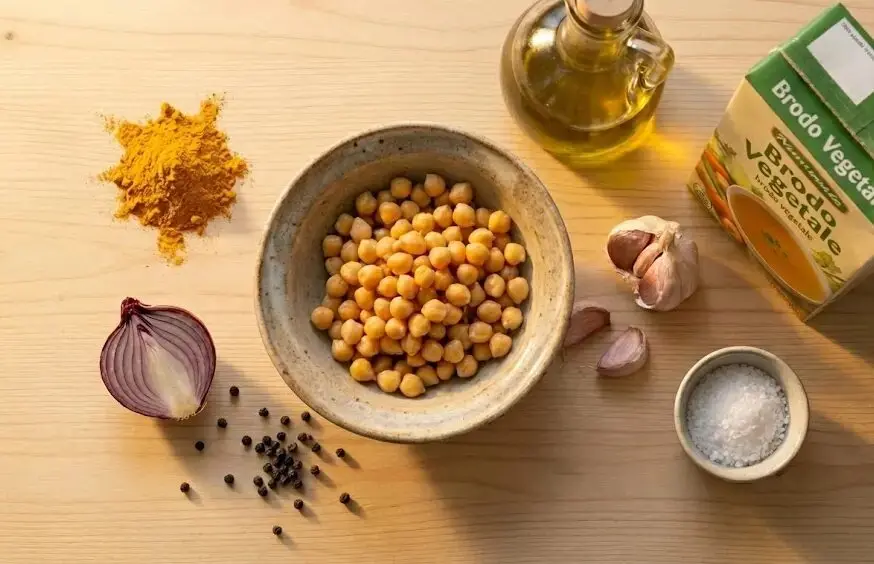 esposizione degli Ingredienti Vellutata di ceci e curcuma