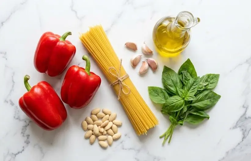Immagine degli ingredienti degli Spaghetti con Crema di Peperoni