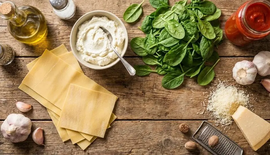 Immagine degli Ingredienti dei Ravioli Apeti con Ricotta e Spinaci