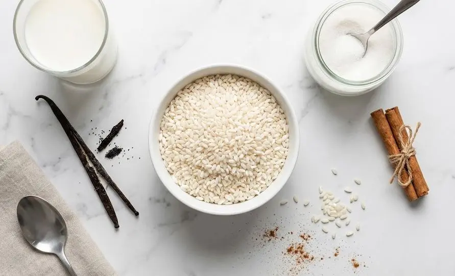 Immagine degli ingredienti del Budino di riso alla vaniglia