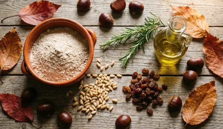 Immagine degli Ingredienti del Castagnaccio Toscano Senza Glutine