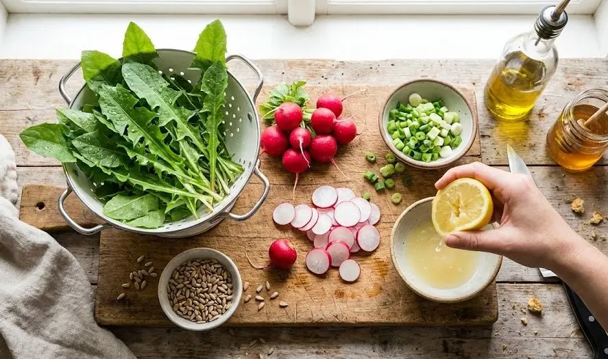 Ingredienti e procedimento dell'Insalata di Tarassaco e Ravanelli