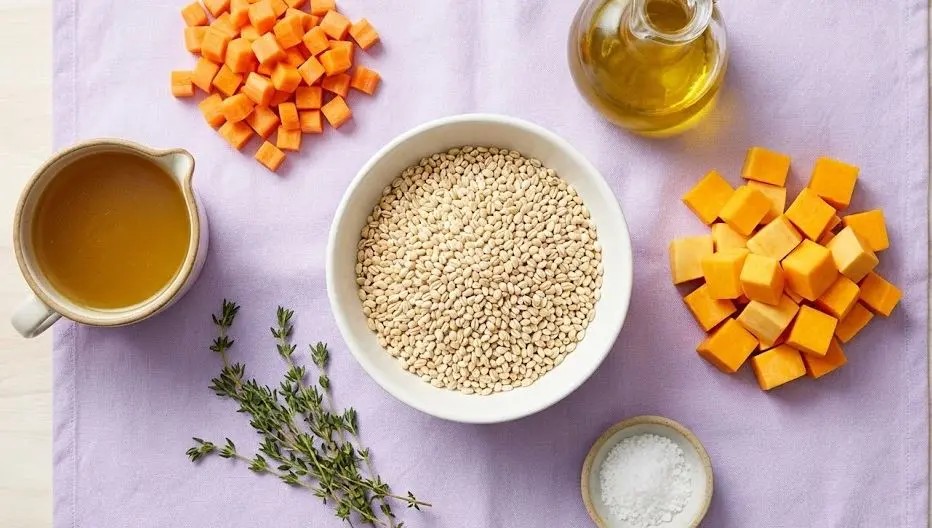 Immagine degli ingredienti dell'Orzotto alle Verdure Dolci