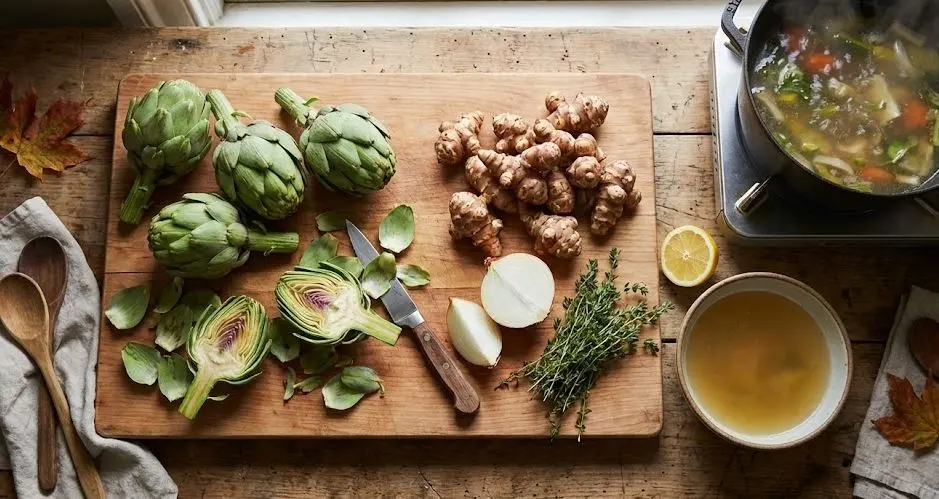 Ingredienti e procedimento della Vellutata Detox di Carciofi e Topinambur