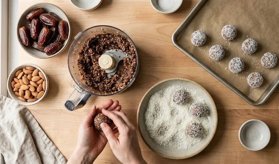 Ingredienti e procedimento delle Energy Balls Datteri e Cocco