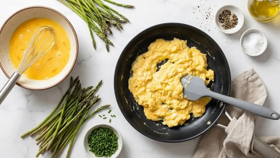 Ingredienti e procedimento delle Uova Strapazzate con Asparagi Selvatici