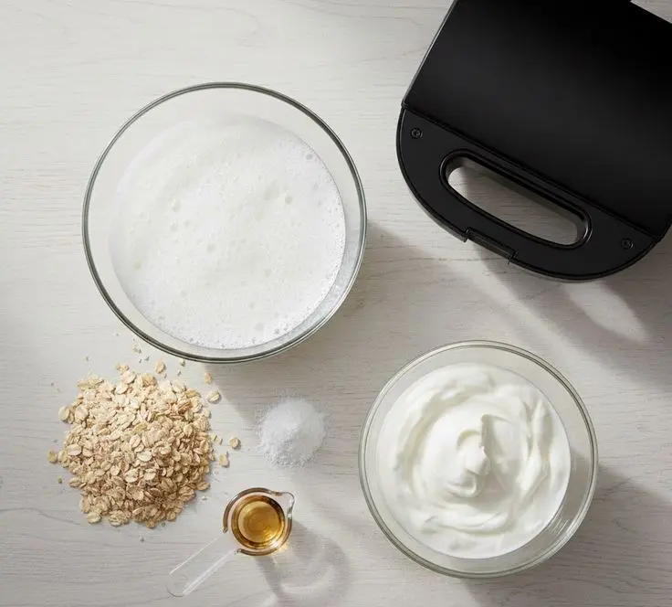Immagine con gli Ingredienti per i waffle proteici