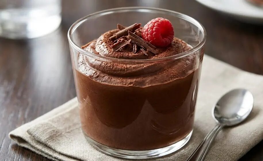 bicchiere di Mousse al Cioccolato Fondente con Tofu Silken