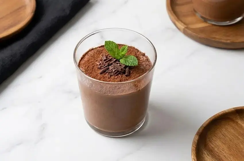 Bicchiere di Mousse al Cacao Light con Yogurt Magro