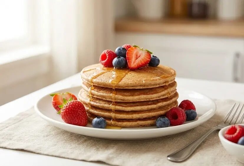 Piatto con Pancake integrali light senza burro
