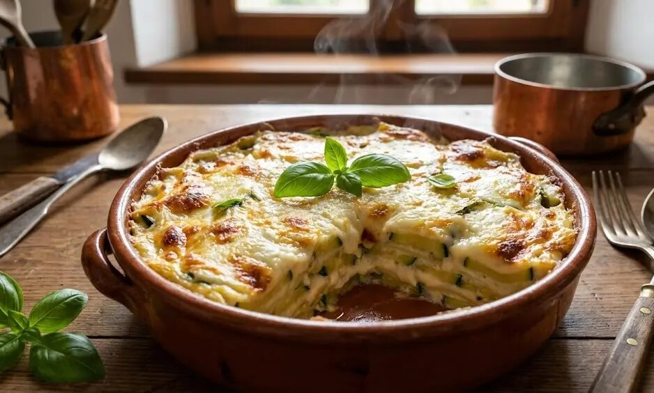 Teglia di Parmigiana di zucchine bianca