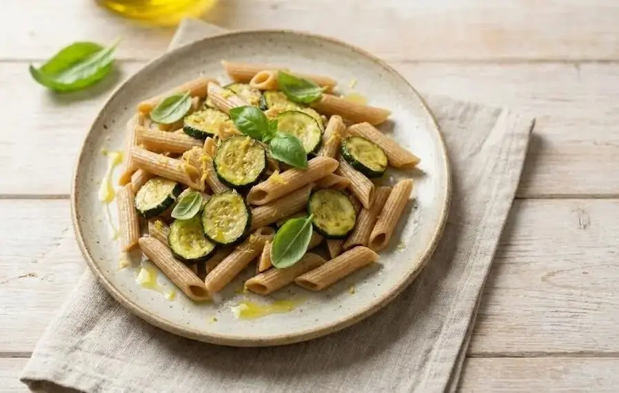 Piatto di Pasta Integrale con Zucchine e Limone.