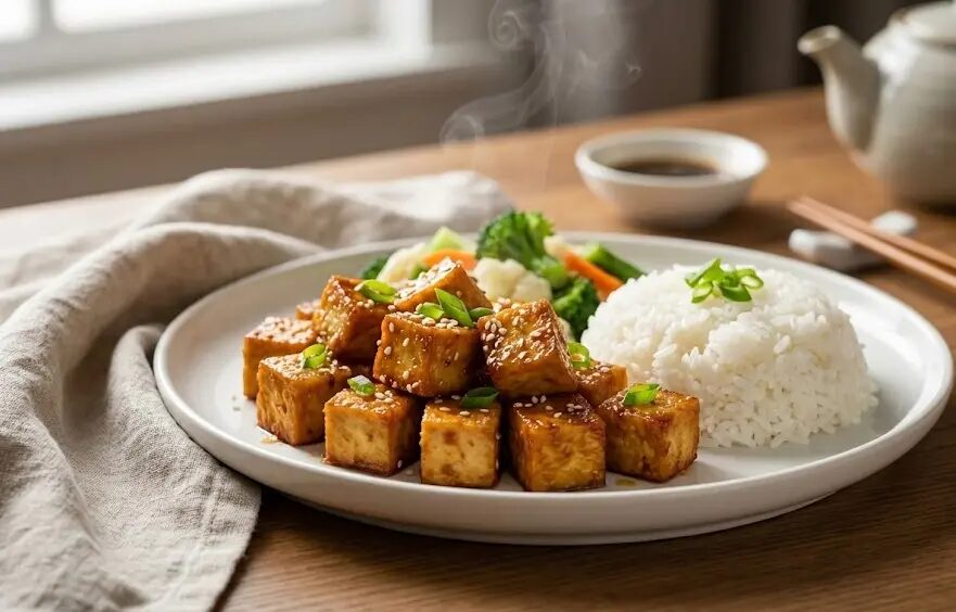 piatto di Tofu marinato in padella