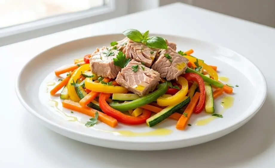 piatto di Tonno al Naturale con Verdure Croccanti