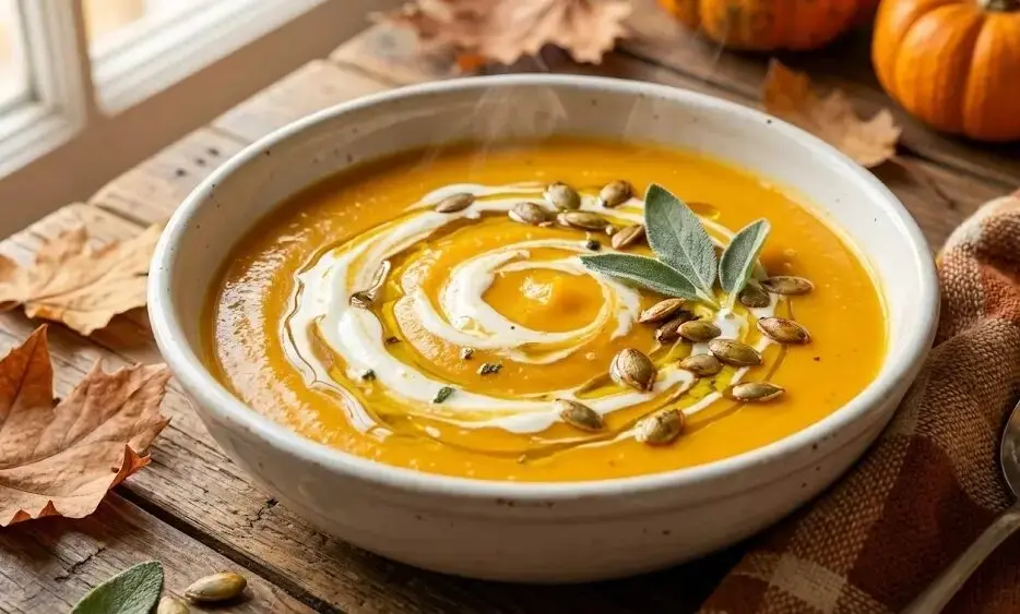 piatto con Vellutata di zucca