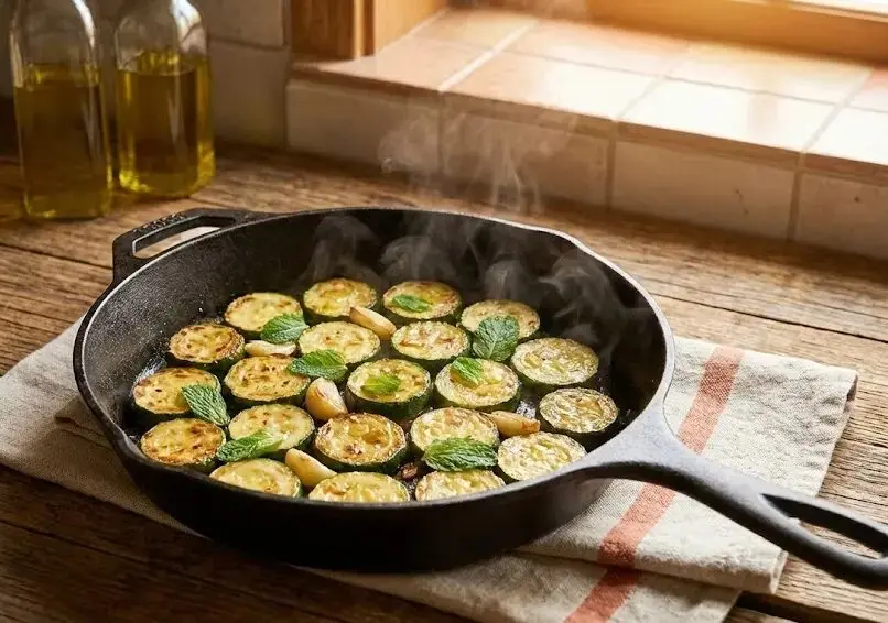 Tegame di Zucchine Trifolate con Menta Fresca