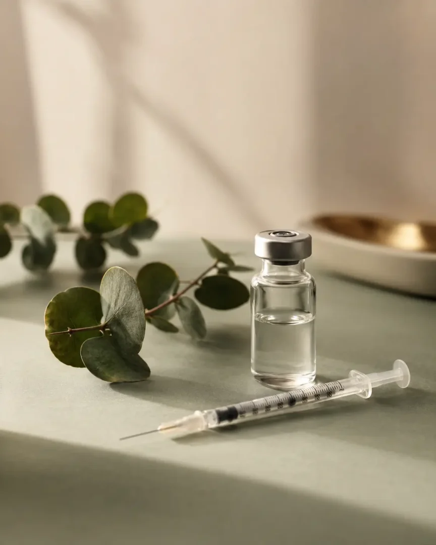Fiala di vaccino e siringa su superficie verde salvia: guida completa ai vaccini disponibili